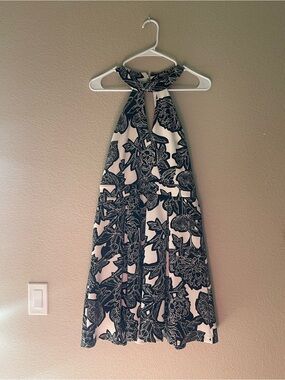 Express Black and White Floral Halter Dress